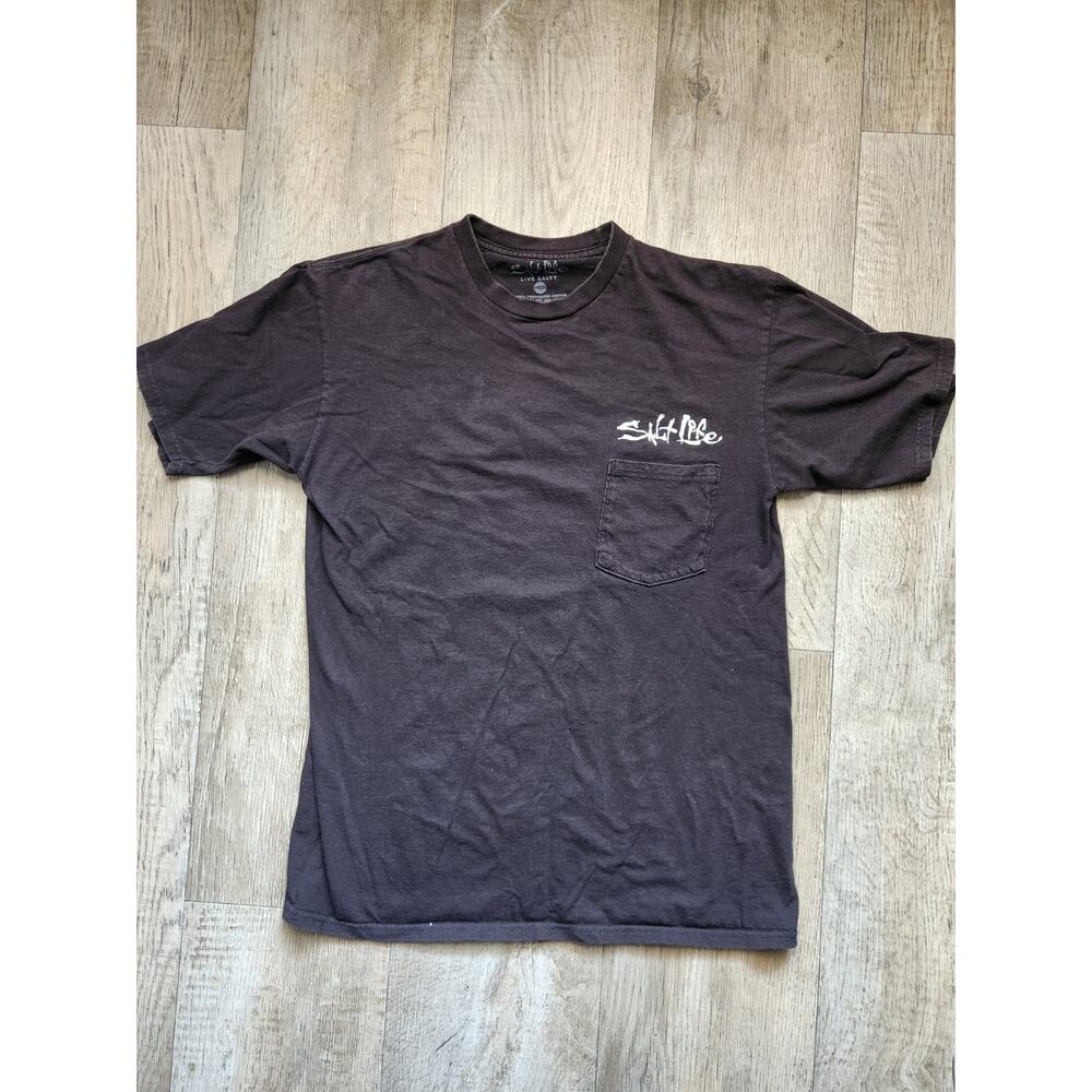 SALT LIFE "One Coast At A Time" Men's Black T-shirt Size M 100% Preshrunk Cotton